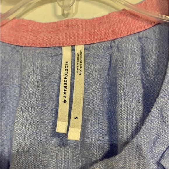 ANTHROPOLOGIE BLUE GREEN BUTTON DOWN LINEN BLEND MAXI DRESS SMALL - Picture 3 of 9